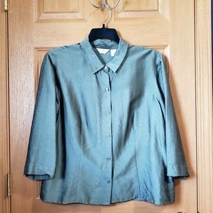 • J.Jill • Silk Olive Blouse